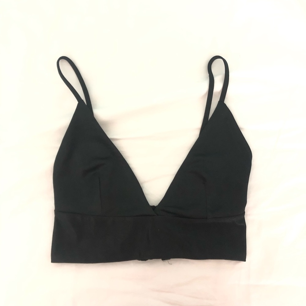 Zara Black Satin Bralette Top